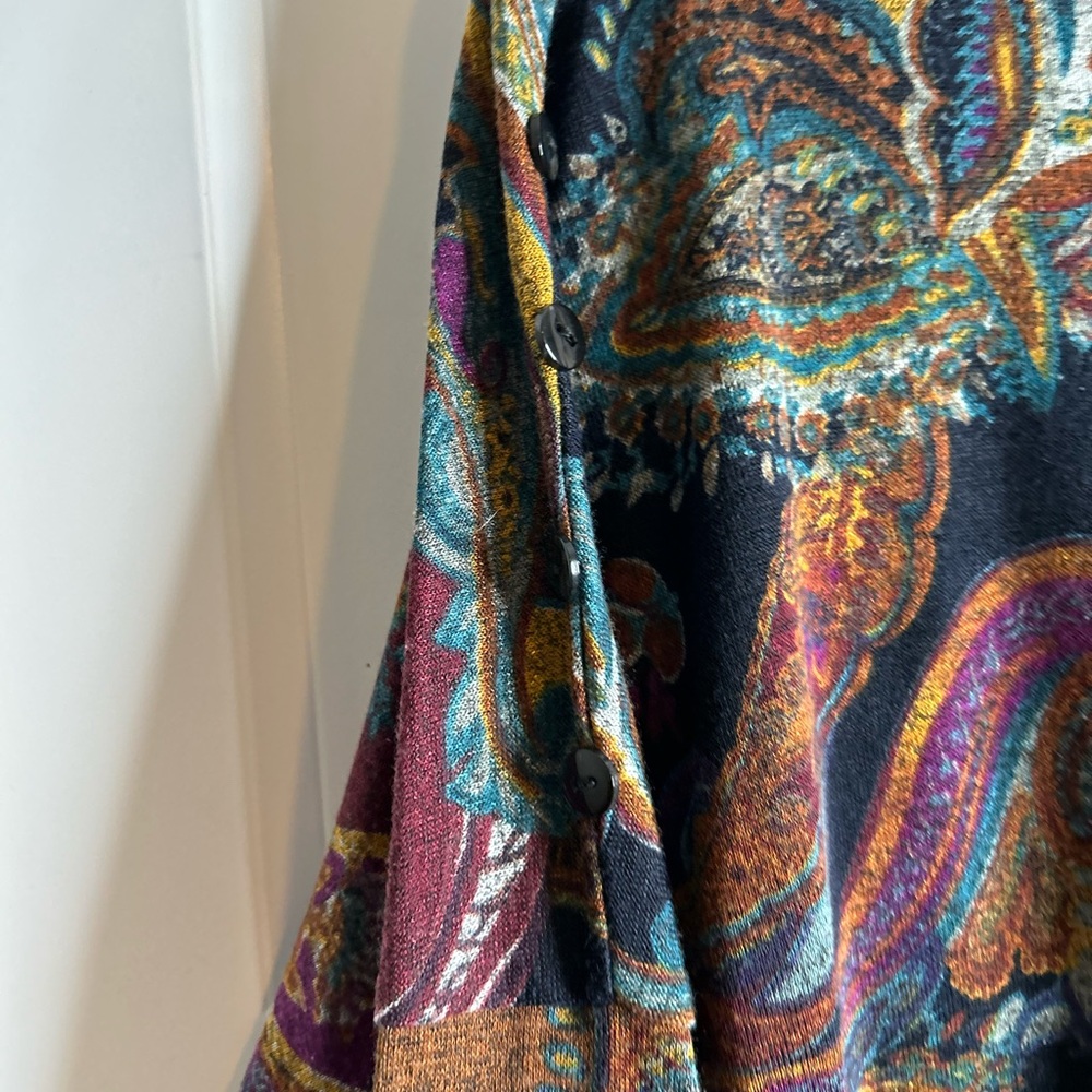 Clara Sun Woo Womens Size Large Long Sleeve Top Boho Fall Print 5788 - Picture 8 of 9